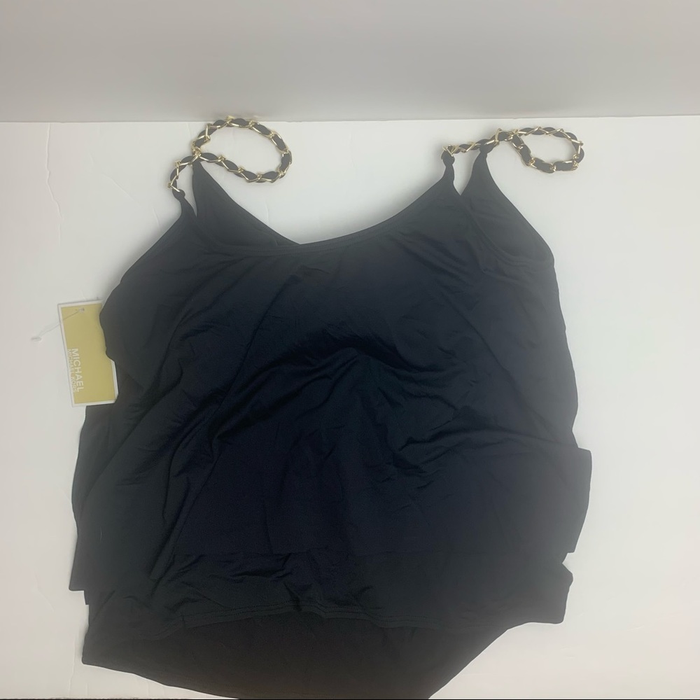 🔥MICHAEL KORS🔥Swim Layered Tankini Swimsuit Top Black Small NWT - Picture 4 of 5